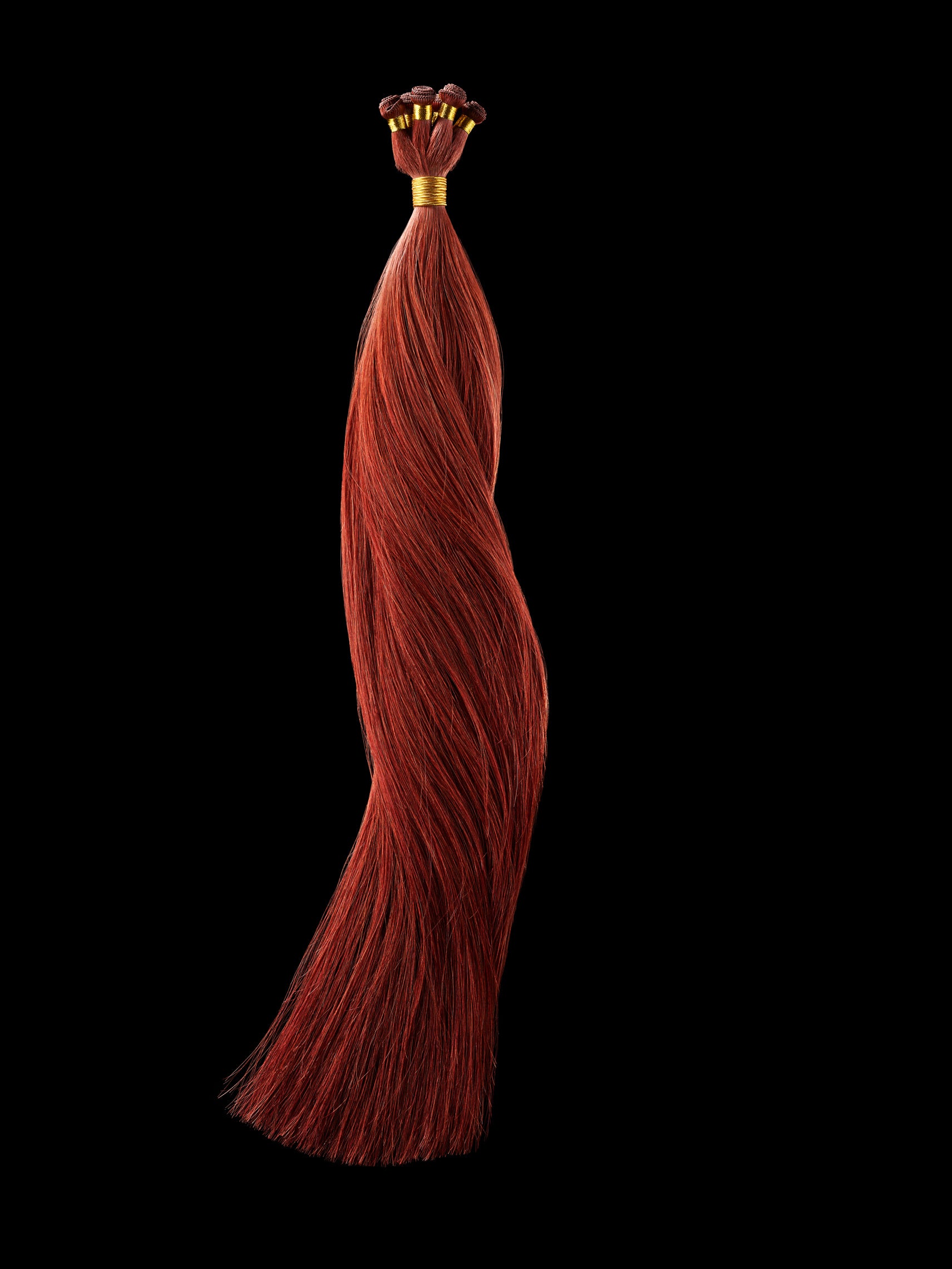 Full view of Everything Hand Tied's Classic Collection in Cayenne Straight Hand Tied Hair Extensions