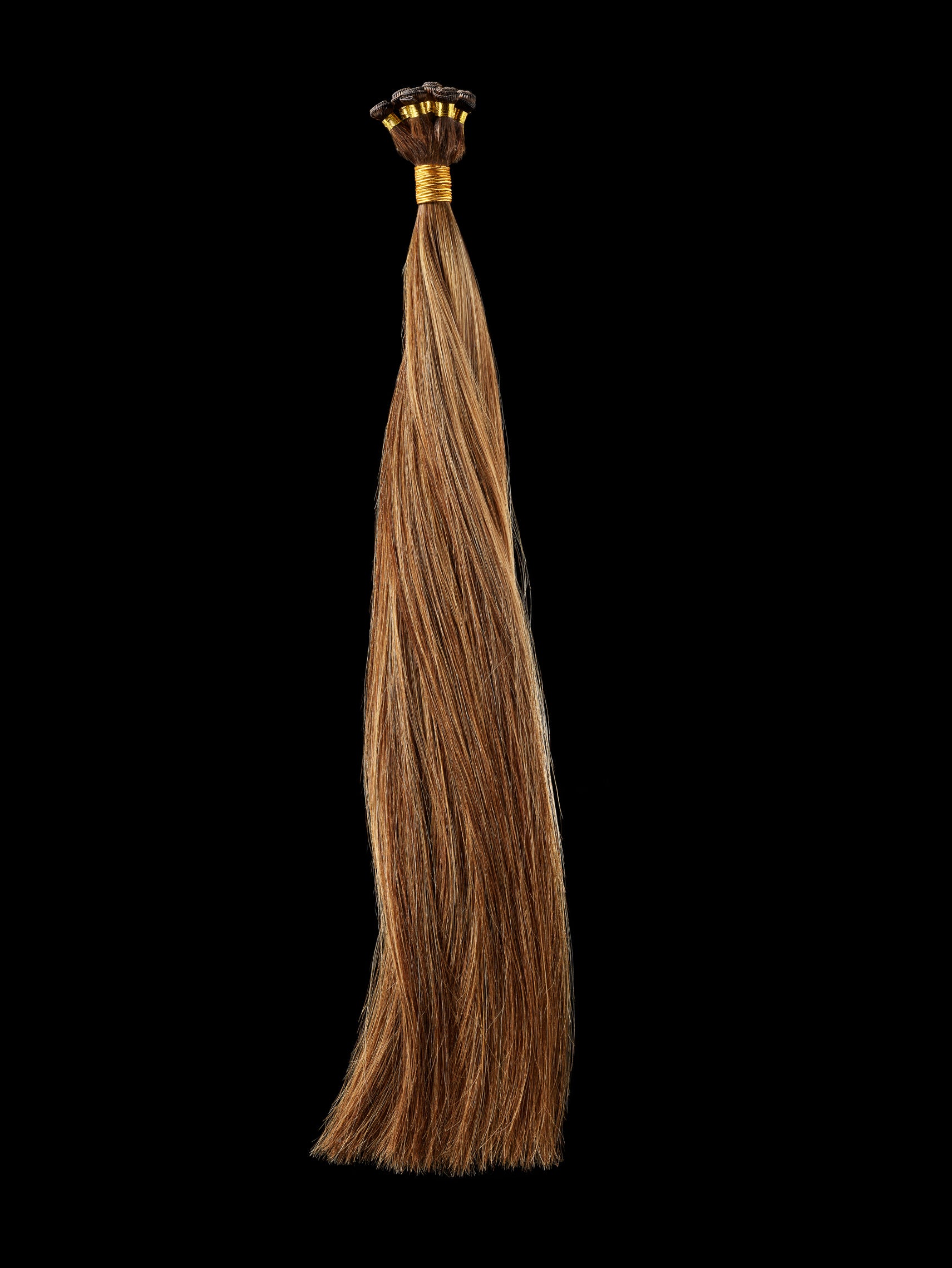 Full view of Everything Hand Tied's Classic Collection in Tiger's Eye Straight Hand Tied Hair Extensions