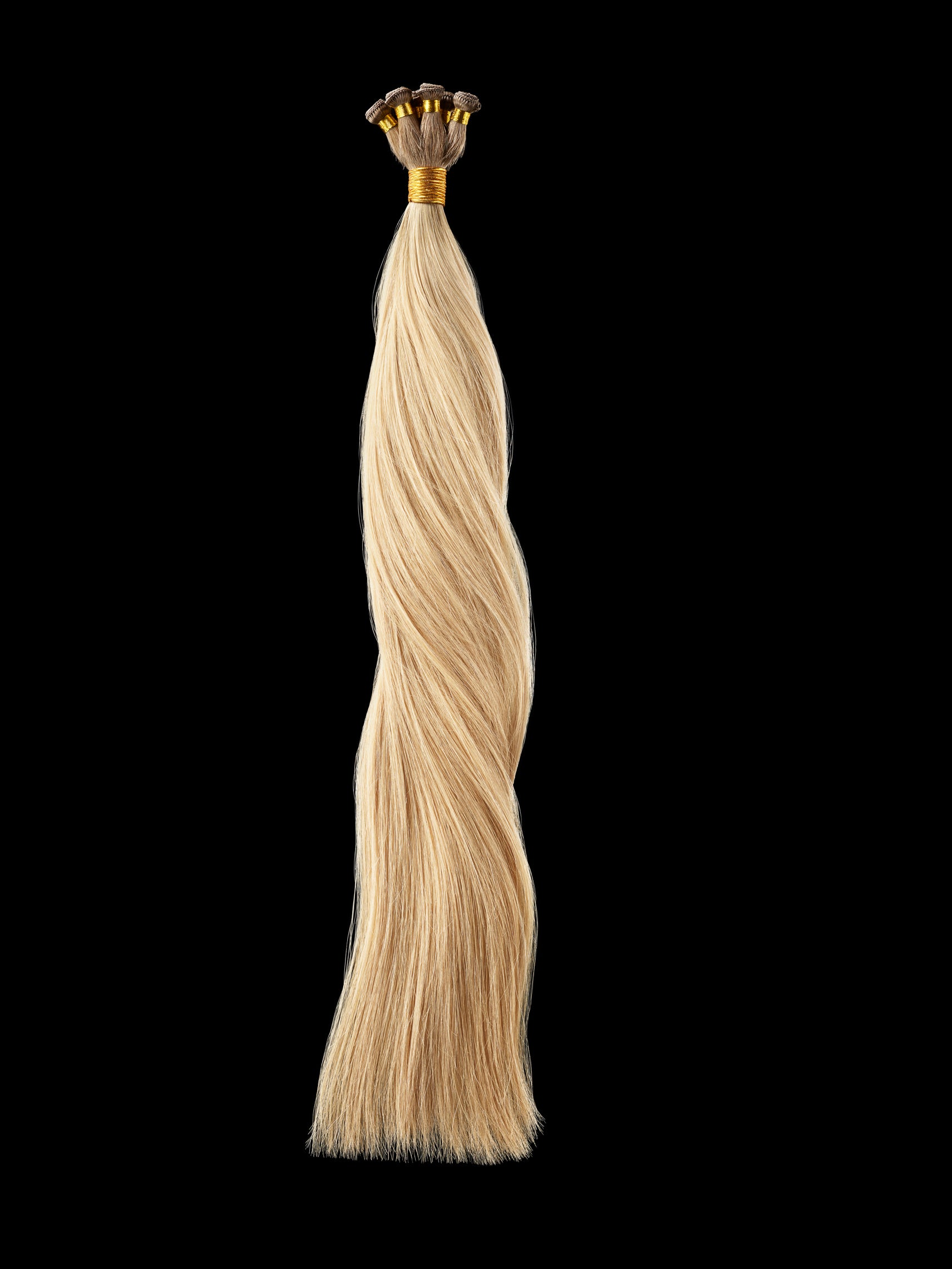 Full view of Everything Hand Tied's Classic Collection in Vanilla Butterscotch Straight Hand Tied Hair Extensions